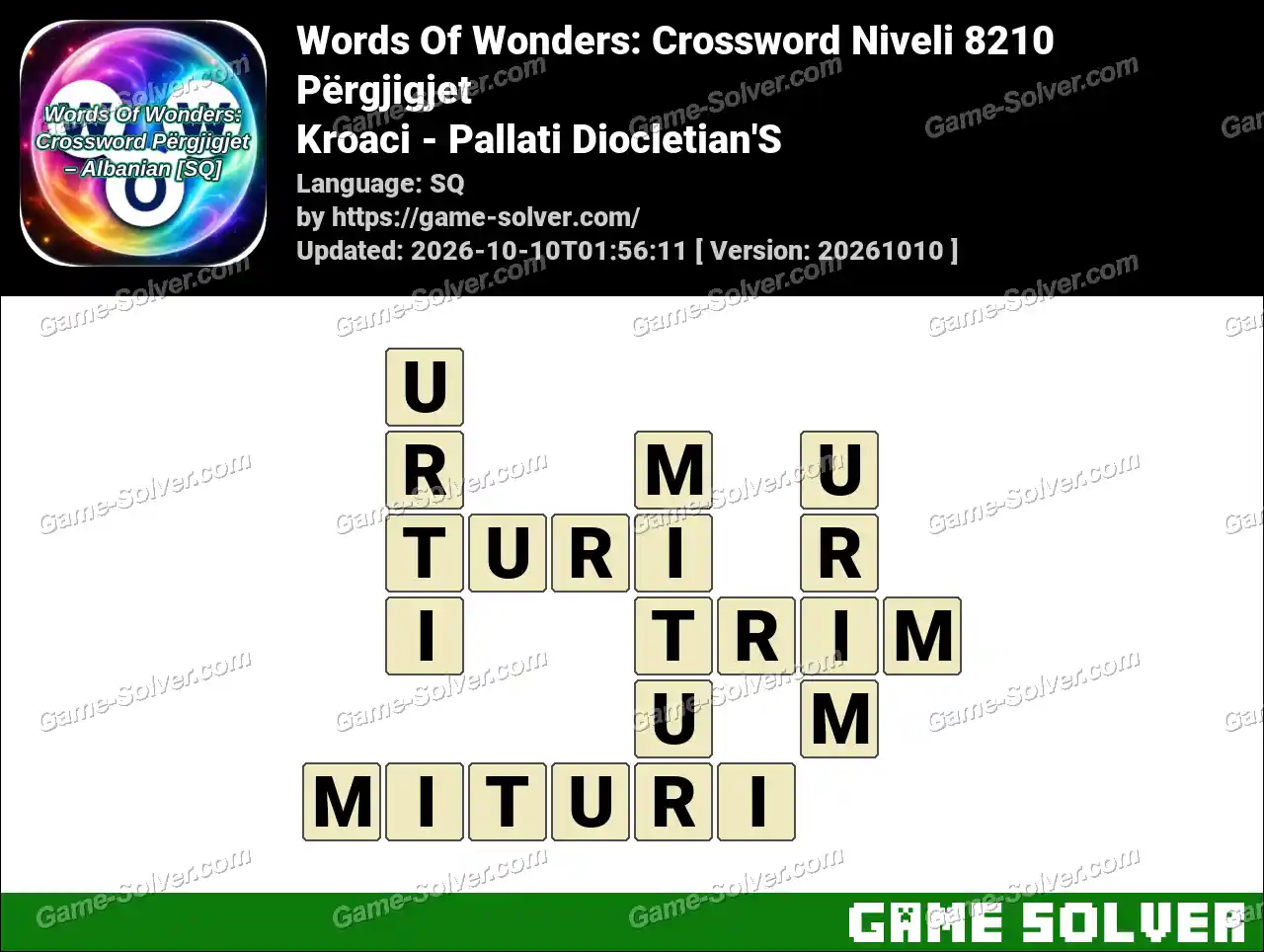 Words Of Wonders: Crossword Niveli 8210 Përgjigjet – Kroaci – Pallati Diocletian’S